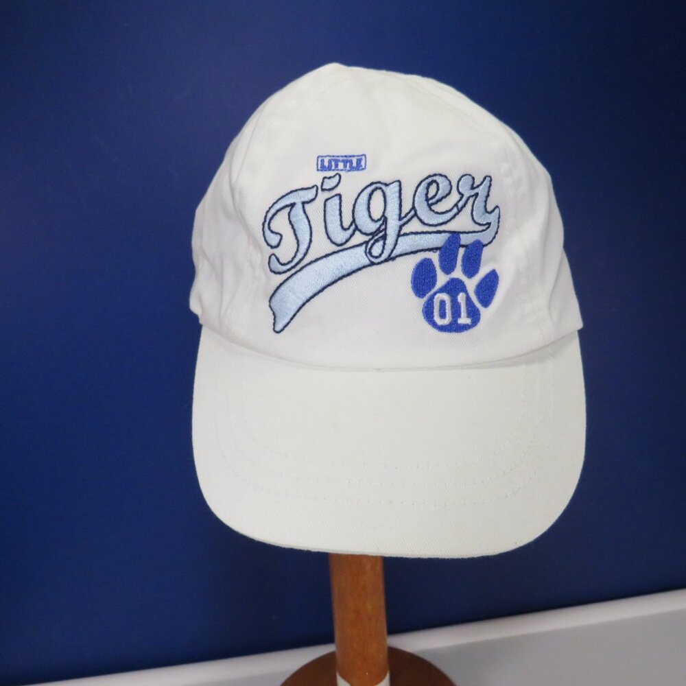 Child's White Cotton Ball Cap with "Sports" Logo embroidered Elastic Back